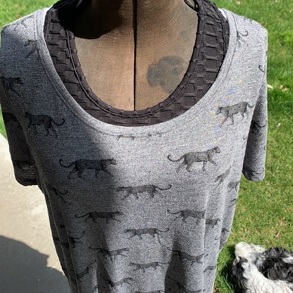 Lane Bryant 18/20 leopard print T-Shirt long line short sleeve heather grey - Picture 7 of 12